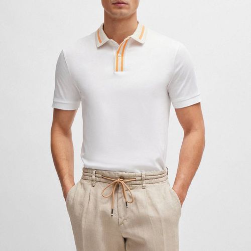 White Contrast Cotton Polo Shirt - BOSS - Modalova