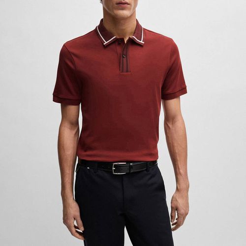 Brown Contrast Cotton Polo Shirt - BOSS - Modalova