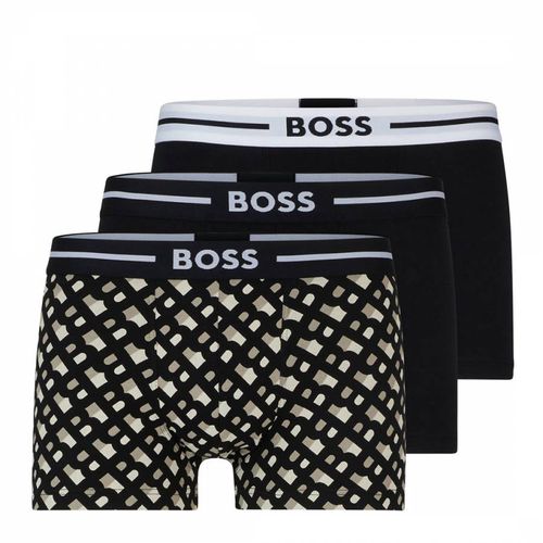 Black 3 Pack Logo Print Boxers - BOSS - Modalova