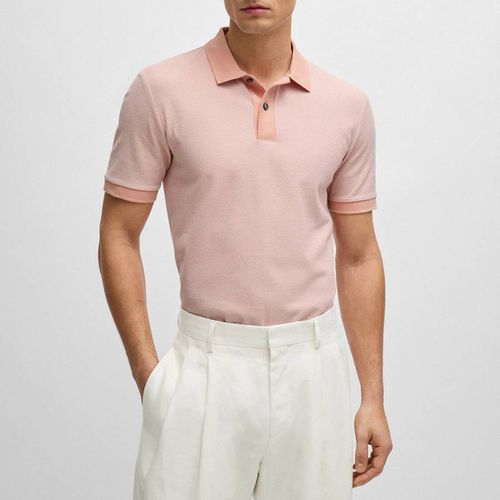 Pink Textured Cotton Polo Shirt - BOSS - Modalova