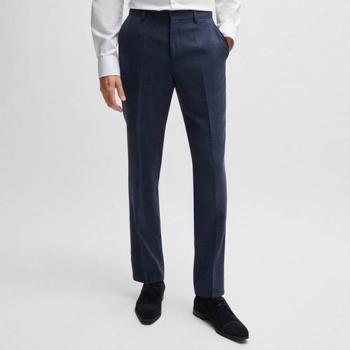 Blue Tailored Straight Trousers - BOSS - Modalova