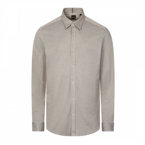 Beige Textured Cotton Shirt - BOSS - Modalova