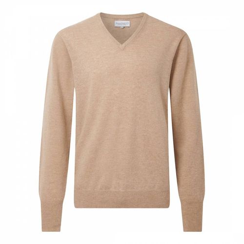 Camel Classic V-Neck Wool Cashmere Jumper - Bernard Weatherill - Modalova