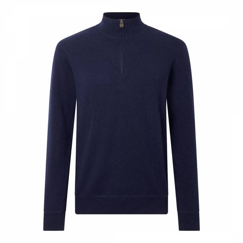 Navy 1/4 Zip Wool Cashmere Jumper - Bernard Weatherill - Modalova