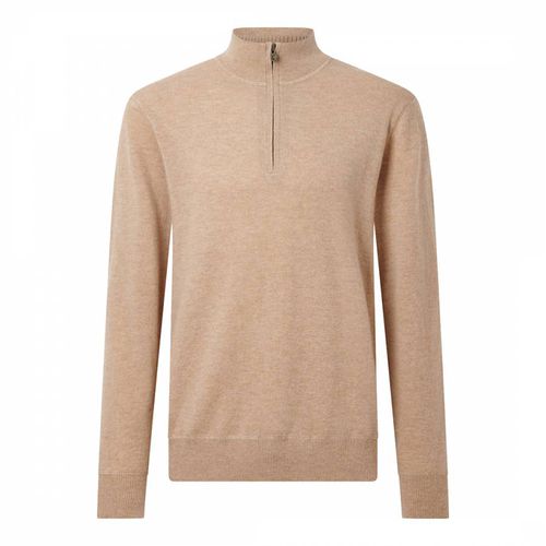 Camel 1/4 Zip Wool Cashmere Jumper - Bernard Weatherill - Modalova