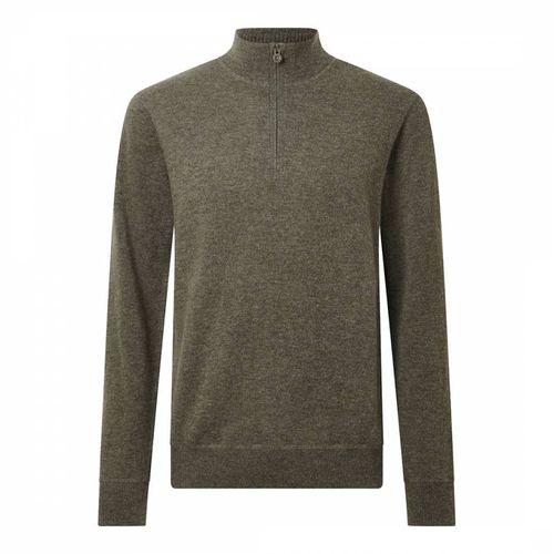 Khaki 1/4 Zip Wool Cashmere Jumper - Bernard Weatherill - Modalova