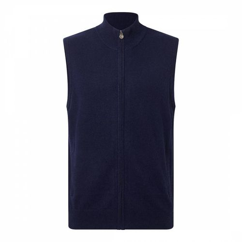 Navy Full Zip Wool Cashmere Gilet - Bernard Weatherill - Modalova