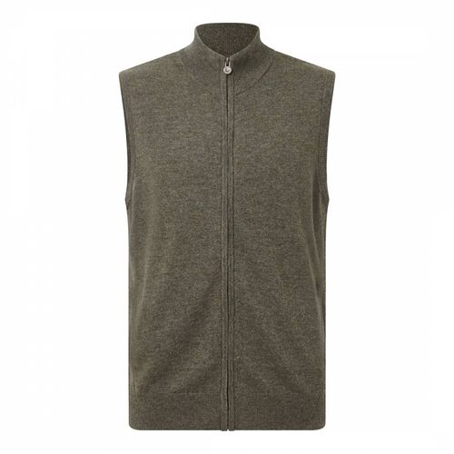 Khaki Full Zip Wool Cashmere Gilet - Bernard Weatherill - Modalova