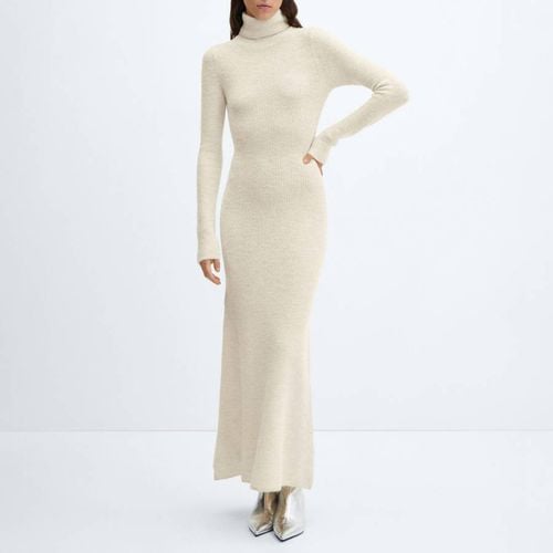 Ecru Wool Blend Knitted Dress - Mango - Modalova