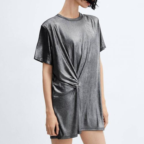 Metallic Gathered T-Shirt Dress - Mango - Modalova