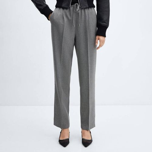 Grey Ankle Crop Drawstring Trousers - Mango - Modalova