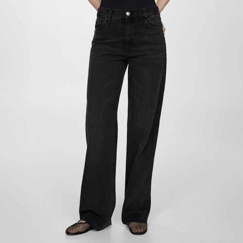 Washed Black Wide Leg Jeans - Mango - Modalova