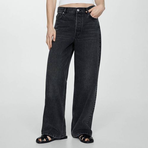 Washed Black Loose Fit Jeans - Mango - Modalova