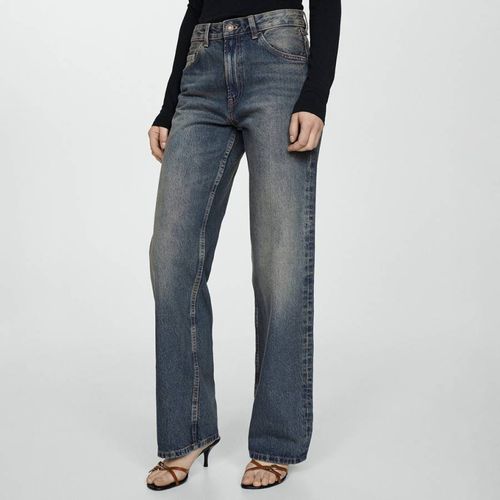 Mid Blue Straight Leg Jeans - Mango - Modalova