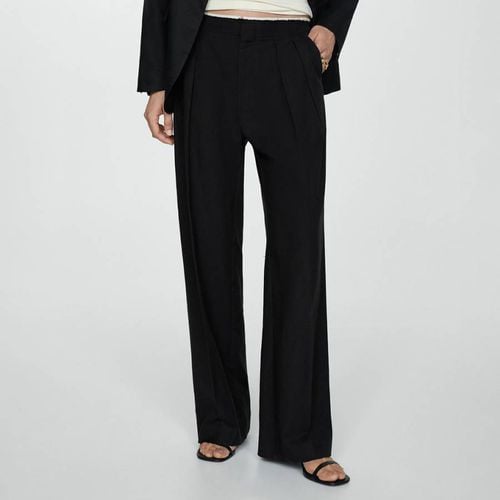 Black Linen Blend Trousers - Mango - Modalova