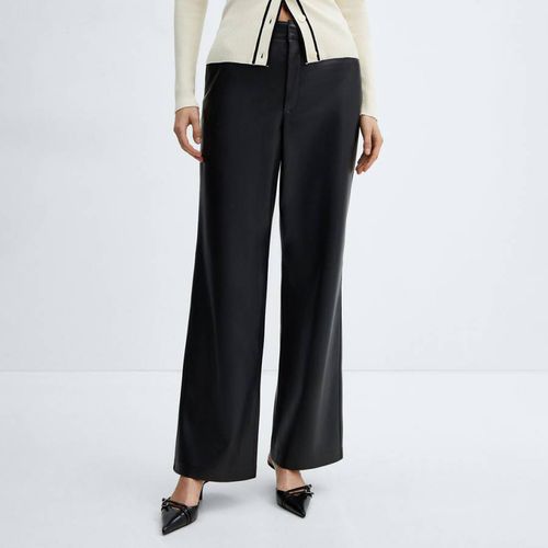 Black Leather Effect Flare Trousers - Mango - Modalova