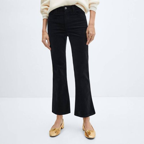 Black Flare Crop Corduroy Trousers - Mango - Modalova