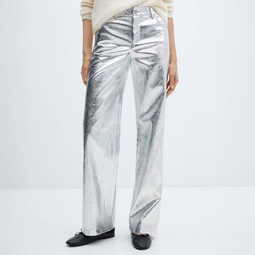 Metallic Straight Leg Trousers - Mango - Modalova