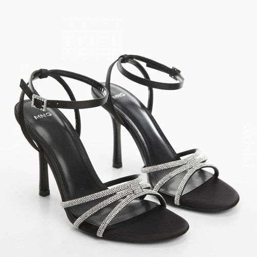 Heeled Rhinestone Strappy Sandals - Mango - Modalova