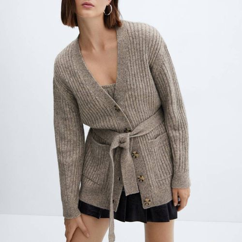 Grey Ribbed Wool Blend Cardigan - Mango - Modalova