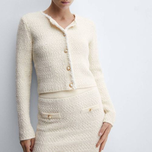 Cream Knit Cropped Cardigan - Mango - Modalova