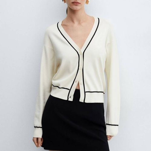 Ivory Contrast Trim Cardigan - Mango - Modalova