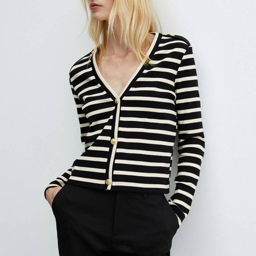 Black Stripe Pocket Cardigan - Mango - Modalova