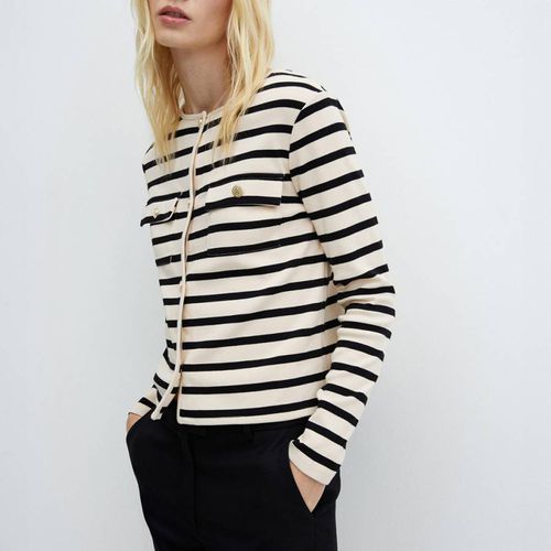 Cream Stripe Pocket Cardigan - Mango - Modalova