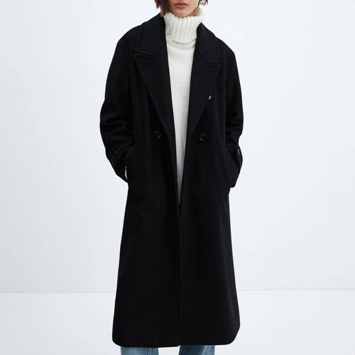 Black Oversized Wool Blend Coat - Mango - Modalova