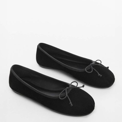 Black Ballet Flats with Bow Detail - Mango - Modalova