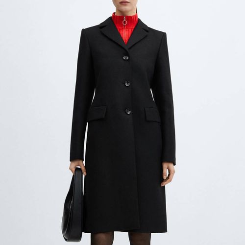 Black Structured Longline Coat - Mango - Modalova