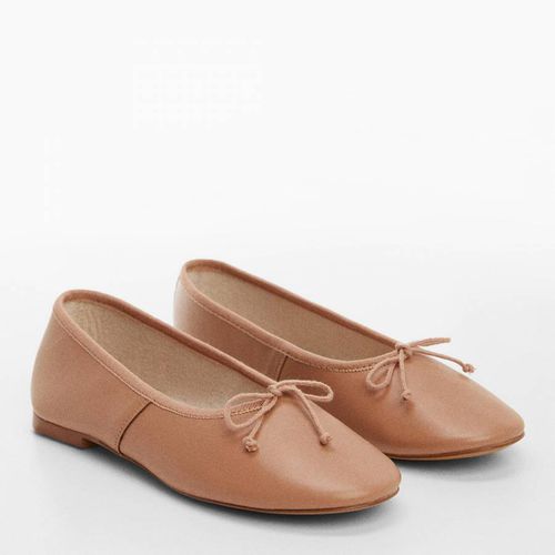 Tan Leather Ballet Flats - Mango - Modalova