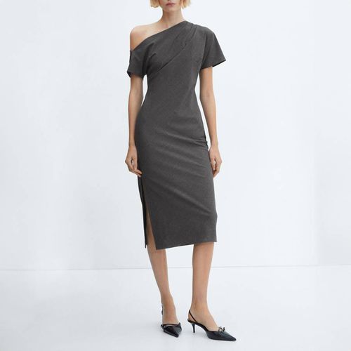 Grey Asymmetrical Drape Midi Dress - Mango - Modalova