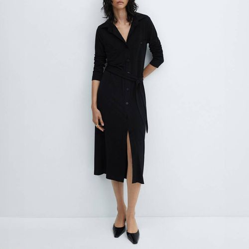 Black Belted Shirt Midi Dress - Mango - Modalova