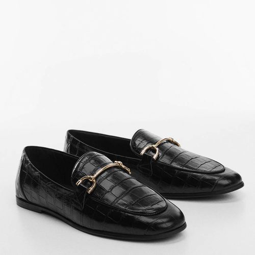 Black Leather Croc Horsebit Loafers - Mango - Modalova