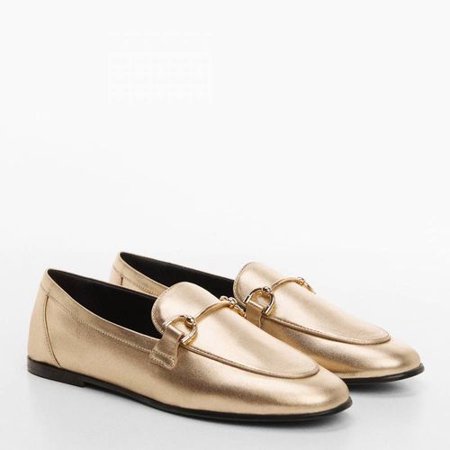 Gold Leather Horsebit Loafers - Mango - Modalova