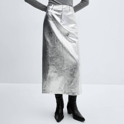 Silver Metallic Midi Skirt - Mango - Modalova