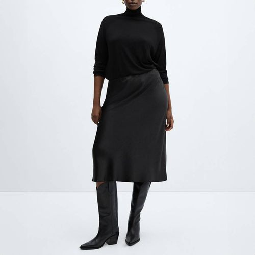 Black Midi Satin Skirt - Mango - Modalova