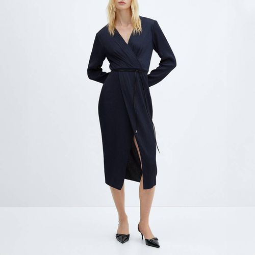 Navy Wrap Midi Dress - Mango - Modalova