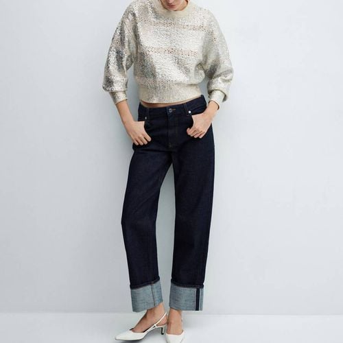 Silver Foil Crop Jumper - Mango - Modalova