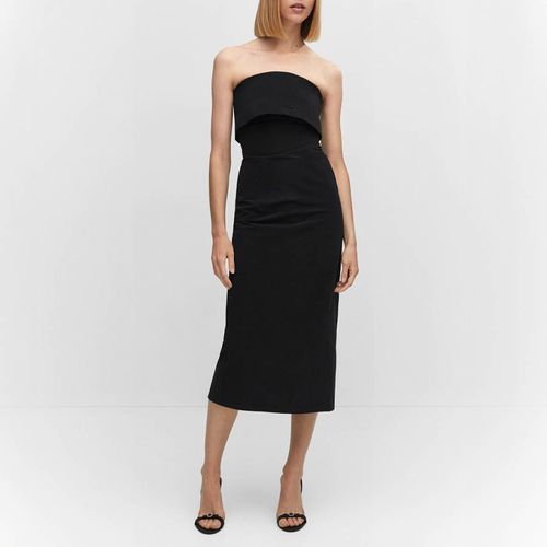 Black Bandeau Foldover Midi Dress - Mango - Modalova