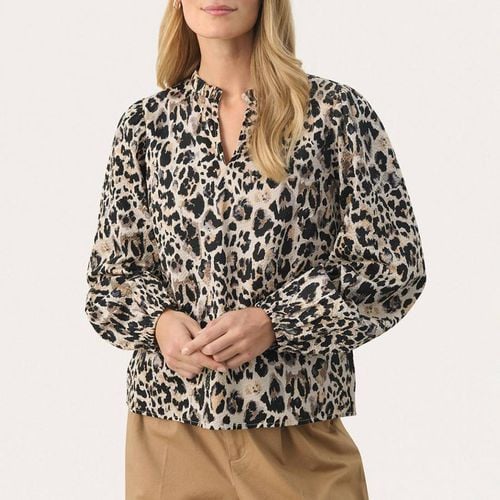 Beige Printed Tunisian Collar Blouse - Part Two - Modalova