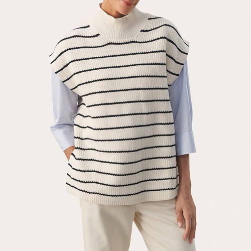 Cream Striped High Neck Knit Jumper - Part Two - Modalova