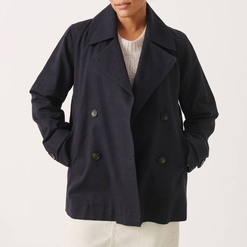 Navy Linen Blend Trench Coat - Part Two - Modalova