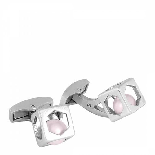 Pearl Hex Cube Cufflinks in Rhodium - Tateossian - Modalova