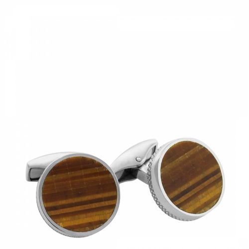 Bamboo Round Cufflinks in Tiger Eye - Tateossian - Modalova