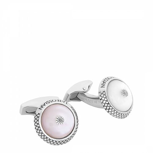 Signature Chrysanthemum dome cufflinks with white mother of pearl in sterling - Tateossian - Modalova