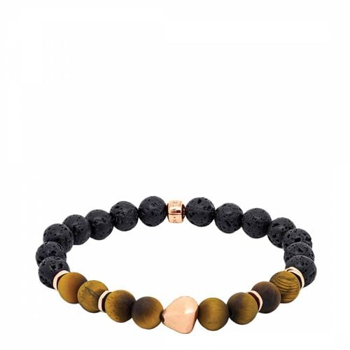 Nugget Beaded Rose Gold Bracelet in Frosted Tiger Eye - Tateossian - Modalova