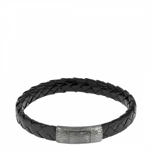 Graffiato Oval Bracelet with Rhodium Plated Silver Clasp and leather - Tateossian - Modalova