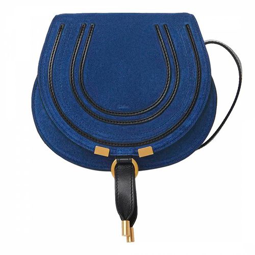 Deep Denim Marcie Logo Embossed Small Saddle Bag - Chloe - Modalova